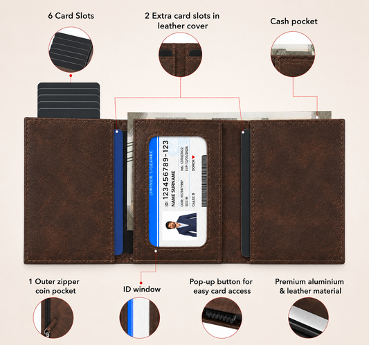 Defender RFID Protected Wallet Cardholder - Brown